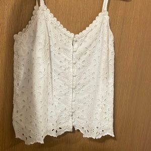 White Abercrombie & Fitch floral tank top.